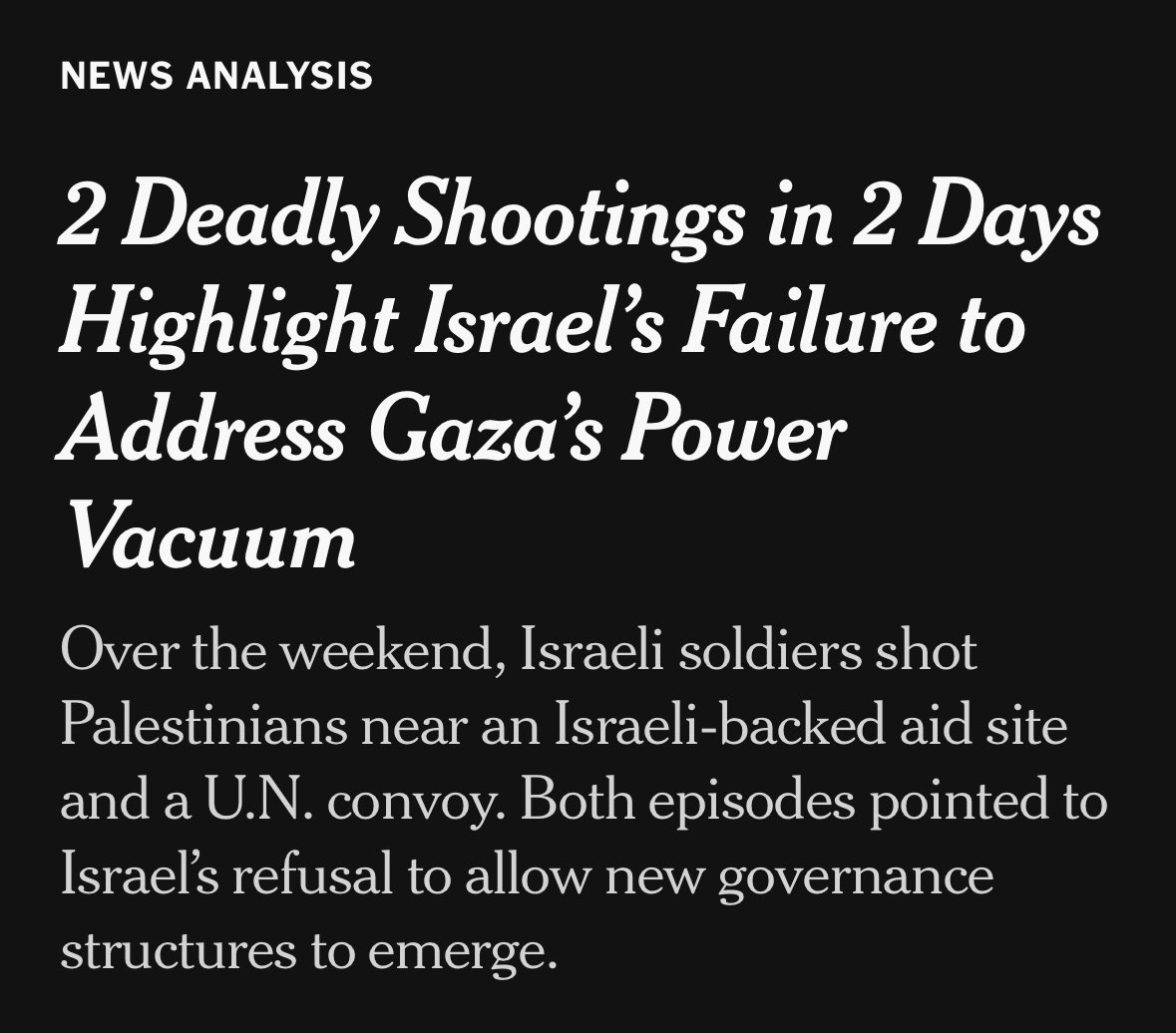kath_krueger's tweet image. the push notification for this story used the words “postwar Gaza,” which this very clearly is not. the on-page hed highlights a “power vacuum.” imagine not being able to connect these two threads