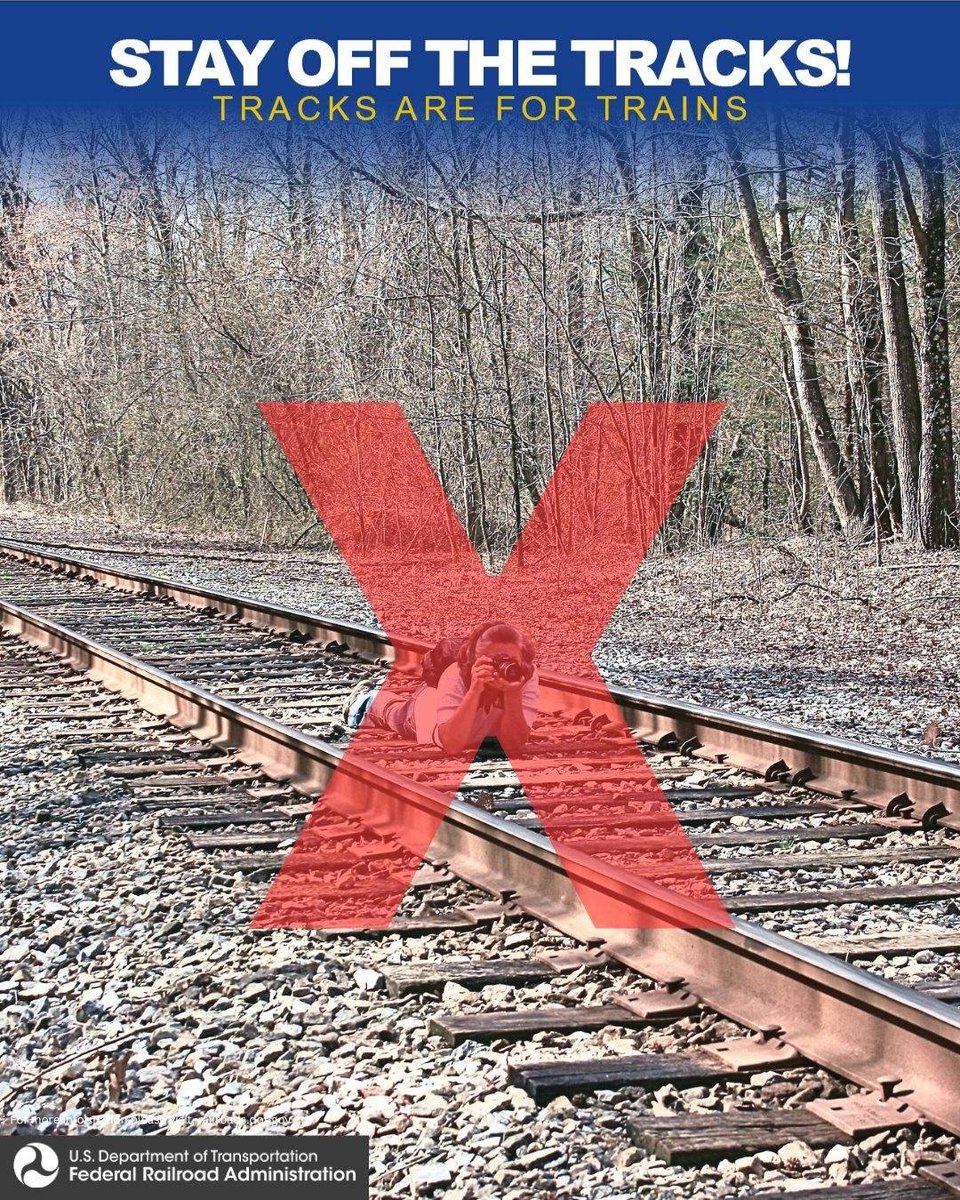 MT_PSC's tweet image. Train tracks are not photo props-they're active, dangerous, and illegal to be on. Every year, people are injured or killed because they underestimate how fast and quietly trains approach. No picture is worth your life.  #railsafety #stayoffthetracks #mtpol #mtnews