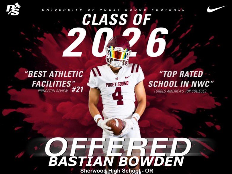 After a great conversation with <a href="/LOGGER_LBCOACH/">UPS Loggers Coach Jeff Schmidt</a> excited to announce an offer to play football <a href="/P_S_football/">Puget Sound Football</a>.

<a href="/msagribbs/">Gribbs</a> <a href="/BrandonHuffman/">Brandon Huffman</a> <a href="/JordanJ_/">Jordan Johnson</a> <a href="/BowmenFootball/">BowmenFootball</a> <a href="/AndrewNemec/">Andrew Nemec</a> <a href="/PrepRedzoneOR/">Prep Redzone Oregon</a> <a href="/247Sports/">247Sports</a>