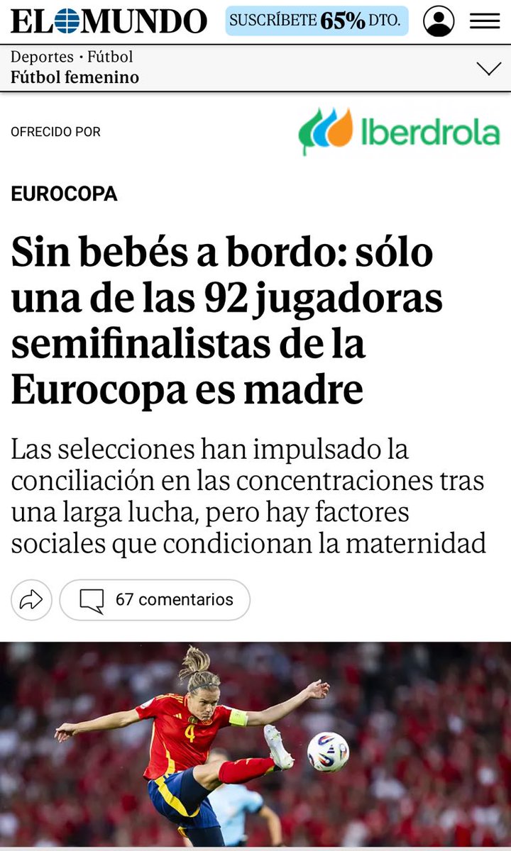 laurasturies's tweet image. Será sólo el titular, la intención será otra, pero hay datos que dicen que el 80% de las personas solo leen el titular de una noticia. Es fallido señalar de nuevo sólo a las mujeres deportistas y la conciliación, ¿se haría un artículo igual para la selección masculina? @elmundoes