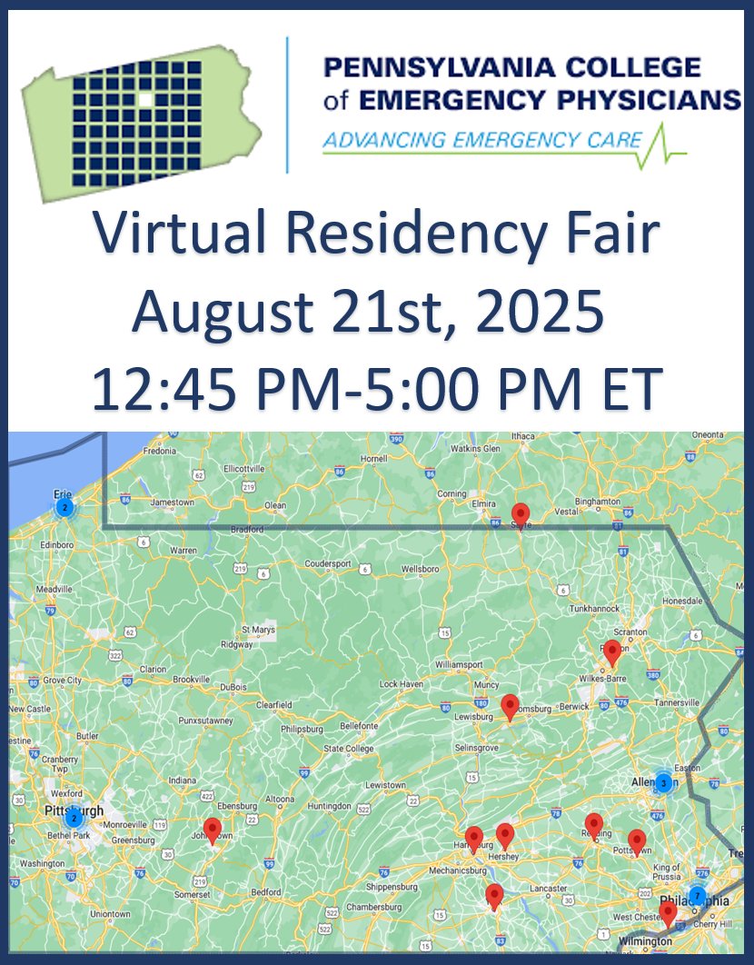 PACEP (@pacep4em) on Twitter photo Join us Aug 21 for our Virtual Residency Fair with 15 EM programs from across PA.
Register ➡️ forms.gle/XpXWufqKFiyYc6… <a href="/ACOEPRSO/">ACOEP-RSO</a> <a href="/emresidents/">emresidents</a> <a href="/SAEM_RAMS/">SAEM RAMS</a> <a href="/AAEMRSA/">AAEM/RSA</a> <a href="/LMSA_Midwest/">LMSA Midwest</a> <a href="/SNMA/">Student National Medical Association, Inc (SNMA)</a> <a href="/AMSANational/">American Medical Student Association (AMSA)</a> <a href="/Inside_TheMatch/">Inside The Match</a> <a href="/NHMA_IMG/">NHMA International Medical Graduates</a> <a href="/IMGPrep/">IMG Prep</a> <a href="/foundationofimg/">Foundation of International Medical Graduates</a> <a href="/ProjectImg/">Project IMG ™</a> Join us Aug 21 for our Virtual Residency Fair with 15 EM programs from across PA.
Register ➡️ forms.gle/XpXWufqKFiyYc6… <a href="/ACOEPRSO/">ACOEP-RSO</a> <a href="/emresidents/">emresidents</a> <a href="/SAEM_RAMS/">SAEM RAMS</a> <a href="/AAEMRSA/">AAEM/RSA</a> <a href="/LMSA_Midwest/">LMSA Midwest</a> <a href="/SNMA/">Student National Medical Association, Inc (SNMA)</a> <a href="/AMSANational/">American Medical Student Association (AMSA)</a> <a href="/Inside_TheMatch/">Inside The Match</a> <a href="/NHMA_IMG/">NHMA International Medical Graduates</a> <a href="/IMGPrep/">IMG Prep</a> <a href="/foundationofimg/">Foundation of International Medical Graduates</a> <a href="/ProjectImg/">Project IMG ™</a>