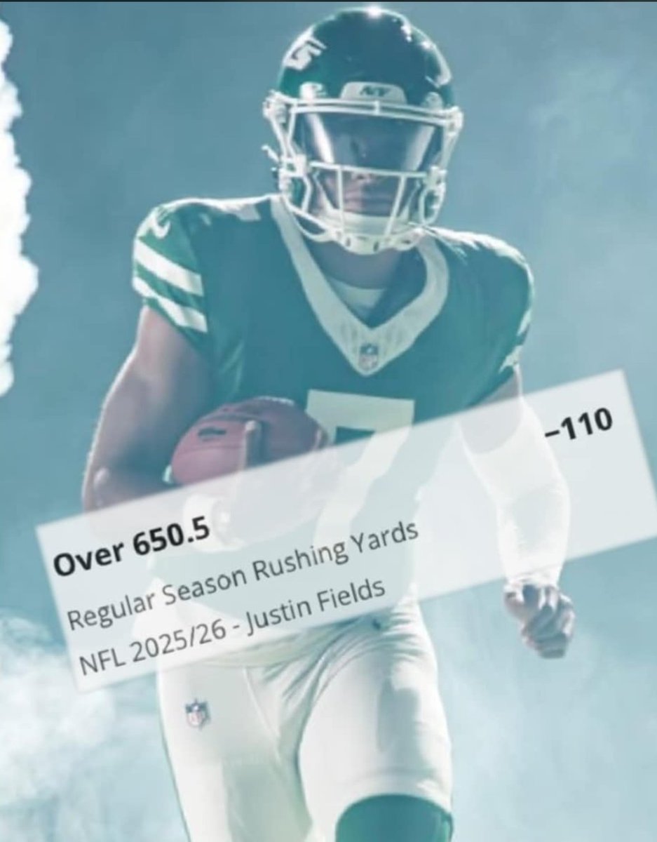 RespectedMoney's tweet image. NFL FUTURES’ PLAY - J. FIELDS OVER 650.5 Rush Yds
Fields has avg'd 50.2 rush yds per game
Fields has avg'd 6.0 rush yds per attempt
In 15 games in CHI, rushed for career-high 1,143 yds
NYJ OL is ranked 9th in the NFL per PFF📈
To eclipse 650.5 rush yds he would need to avg 38.3…