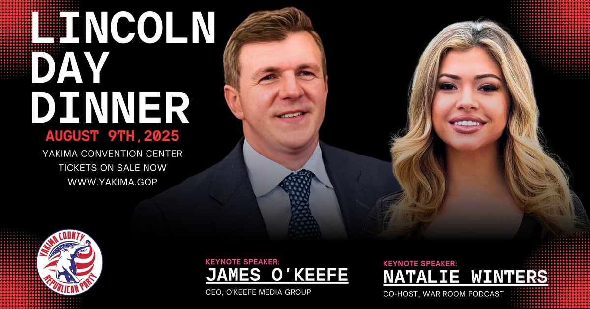 WAGOP's tweet image. Sat., Aug. 9th, in Yakima is your chance to stand shoulder-to-shoulder with others who believe in the promise of America. Don't delay. Get your tickets now. lincolnday-yakima.rsvpify.com/?securityToken…
@gop_yakima