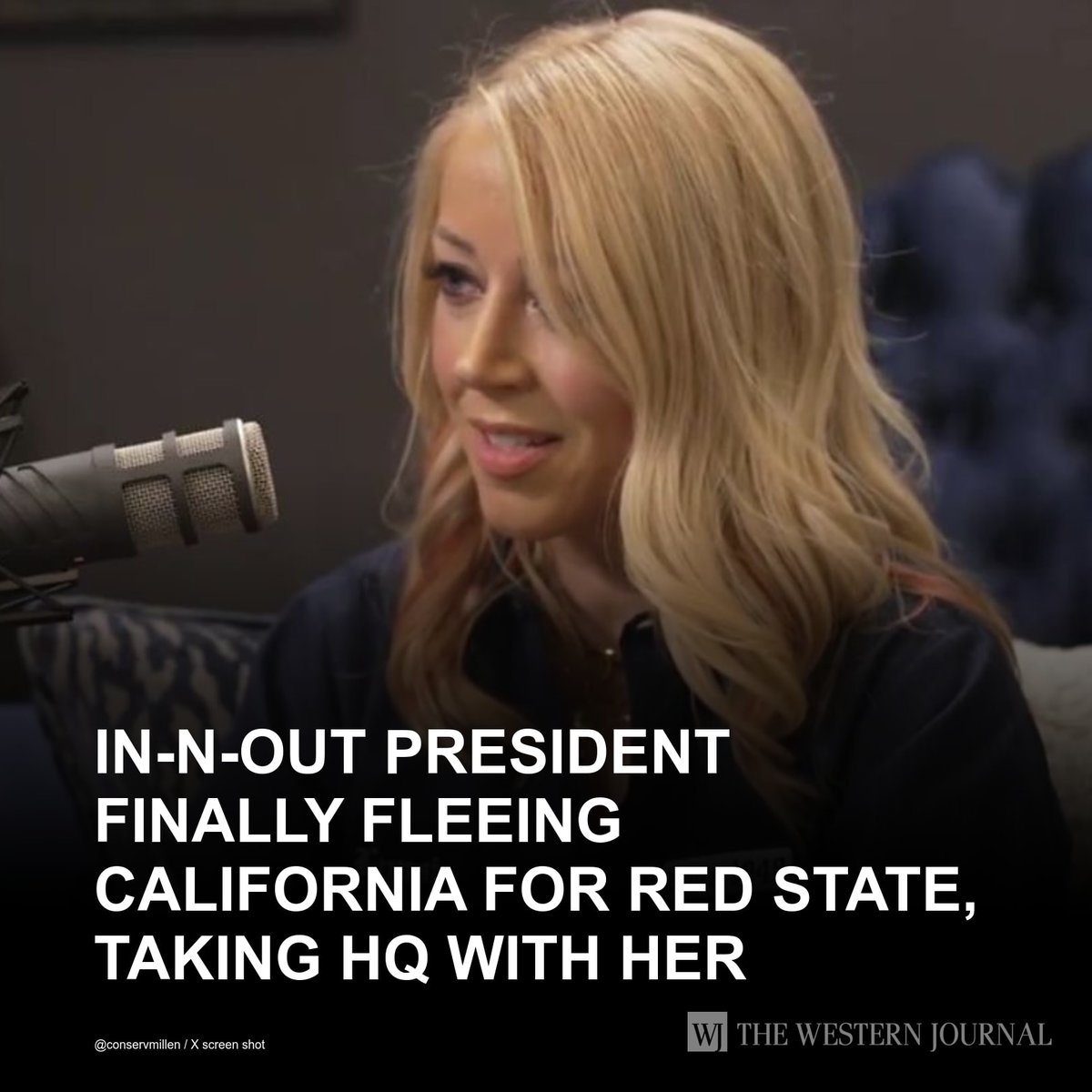 WesternJournalX's tweet image. Lynsi Snyder, president of the famous In-N-Out Burger chain, announced last week that she is leaving the state of California due to cultural changes in the deep-blue state. She said she's moving the company headquarters with her to Tennessee. "In-n-Out… w-j.co/s/72f5f