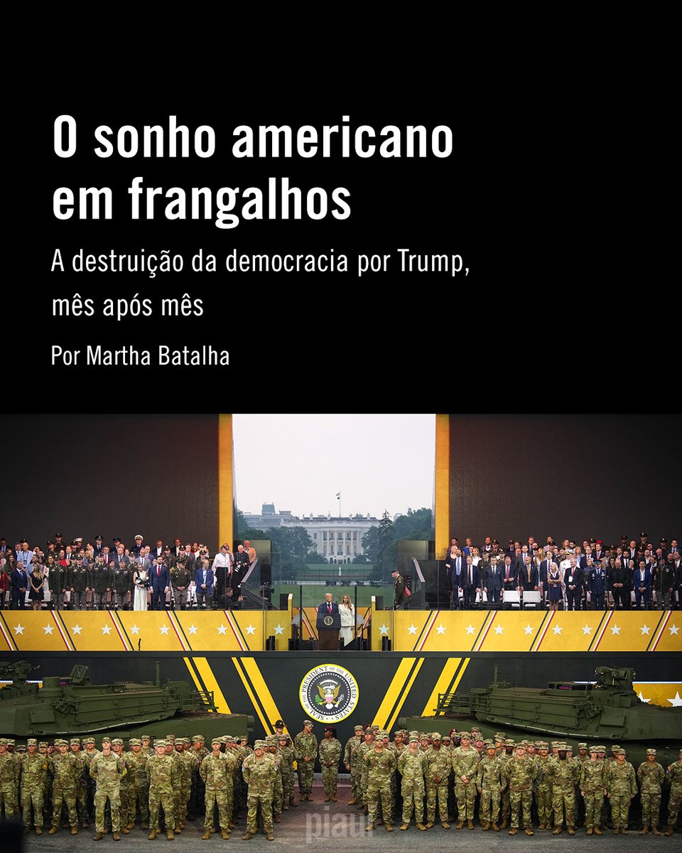 revistapiaui's tweet image. Em carta na piauí de julho, Martha Batalha escreve sobre a rotina de quem vive sob o desmonte que Donald Trump vem promovendo na democracia dos Estados Unidos. Leia: piaui.co/4eZZYDn
