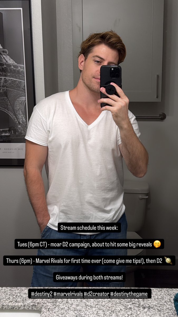 tjsmith's tweet image. Stream schedule this week: 

Tues (6pm CT) - moar D2 campaign, about to hit some big reveals 🫢 

Thurs (6pm) - Marvel Rivals for first time ever (come give me tips!), then D2 🪐 

Giveaways during both streams!

#destiny2 #marvelrivals #d2creator