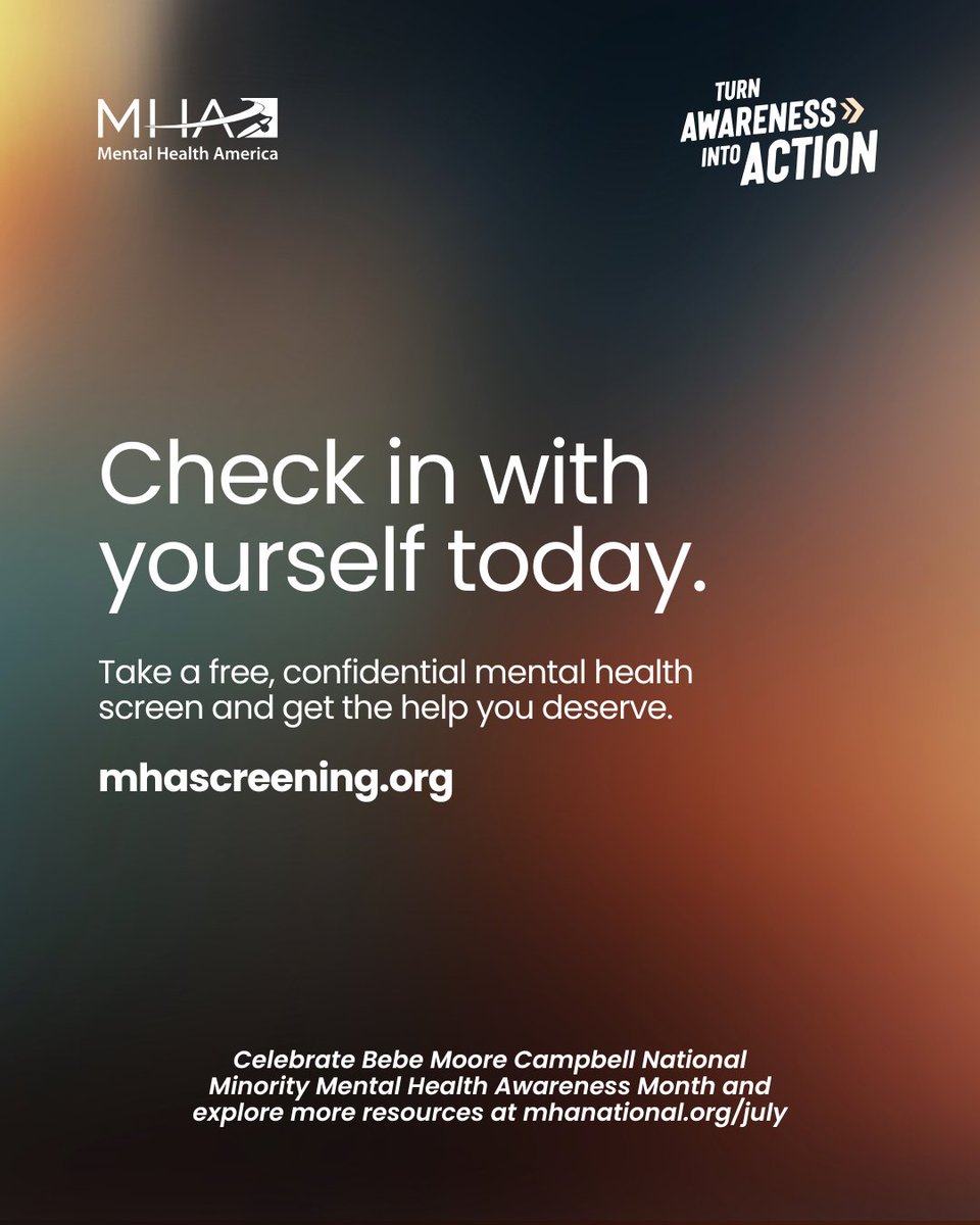 The first step in navigating your mental health is to check in on yourself. Take a FREE #mentalhealth screening at mhascreening.org. 

#BIPOCMentalHealth
<a href="/samhsagov/">SAMHSA</a>