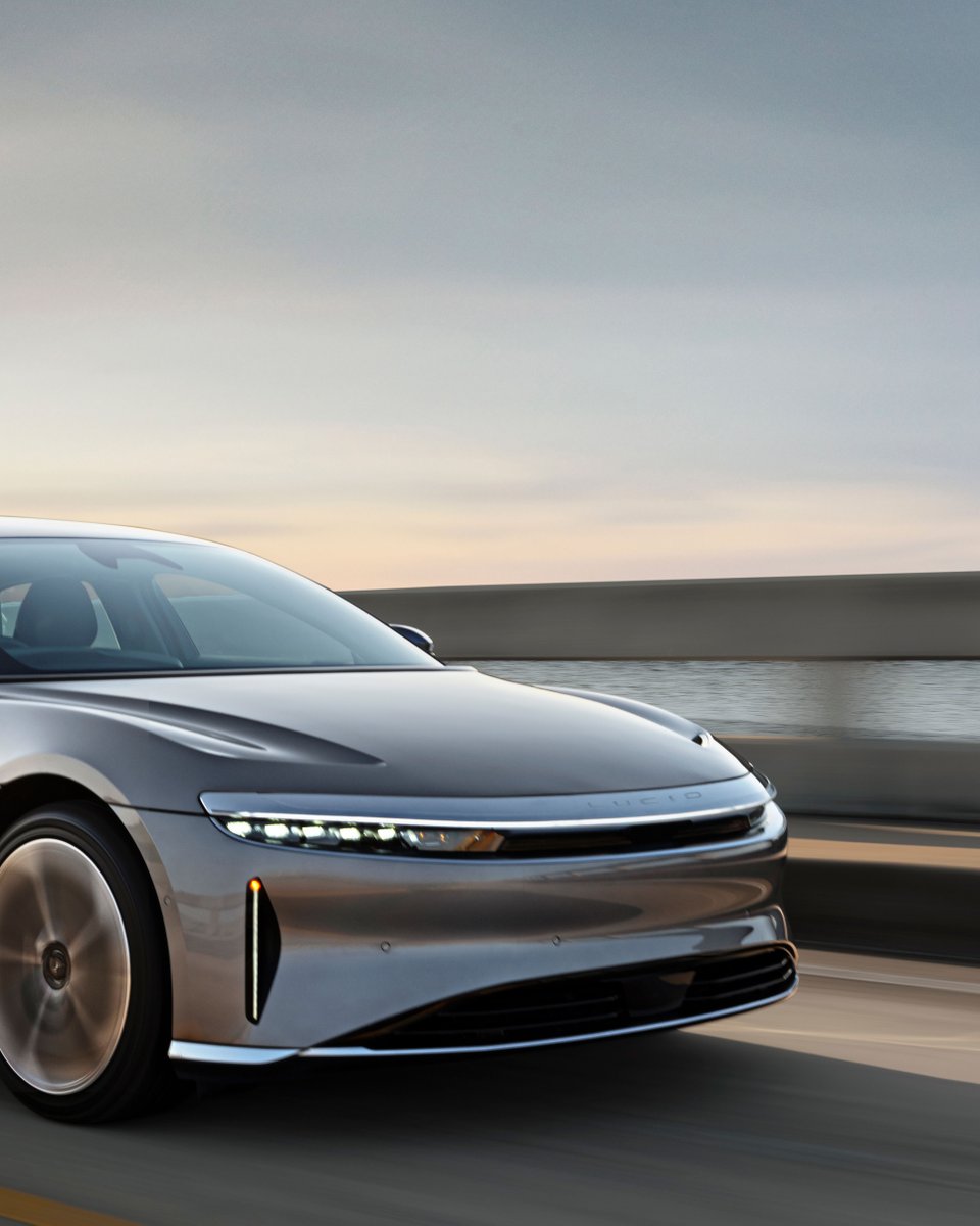 LucidMotors's tweet image. Reimagine that summer getaway in a Lucid Air.
With up to 512 miles of range on a single charge, the road is yours.