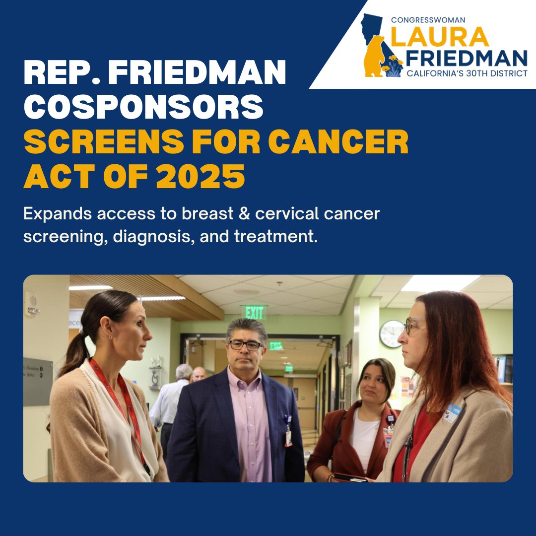RepFriedmanCA's tweet image. I am a cancer survivor who was fortunate enough to have access to advanced screenings and treatments that helped saved my life. I want to make sure every American has the same access.
That’s why I’m a proud co-sponsor of the SCREENS for Cancer Act of 2025, which will expand…