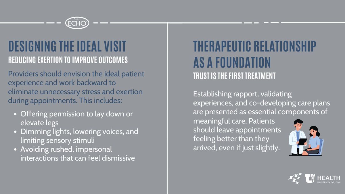 BatemanHorne's tweet image. 💙 How care is delivered matters.
Clayton Powers, DPT, shows how small changes like dimmed lights, quiet voices, and empathy, can transform care for ME/CFS & Long COVID.
Compassion is a clinical tool. Use it.
🎥 Watch: bit.ly/46glQZ2
#MECFS #LongCOVID @uofuhealth