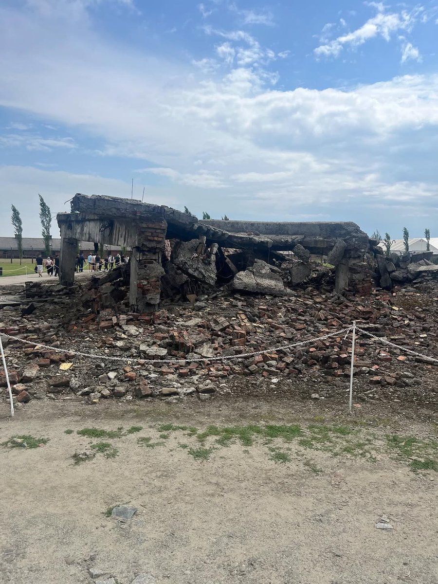 AuschwitzMuseum's tweet image. Ruins of the building of the gas chamber and crematorium II at the site of Auschwitz II-Birkenau.
-) remains of the chimney
-) remains of the roof of the crematoria hall
&
-) SS photograph of the building from 1943
The crematorium, located on the ground level, was designed by…