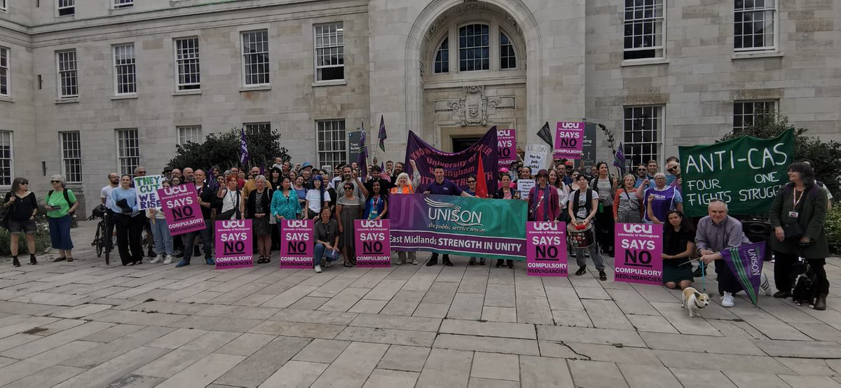 UnisonUon's tweet image. Our powerful joint unions rally today sent a message to @UniofNottingham&apos;s University Council: no to Compulsory Redundancies, no to job cuts - else who is going to do all the work?! Nottingham has no Future without its staff! #FutureNottingham #UCU #UNISON #Unite
@UNISONEastMids