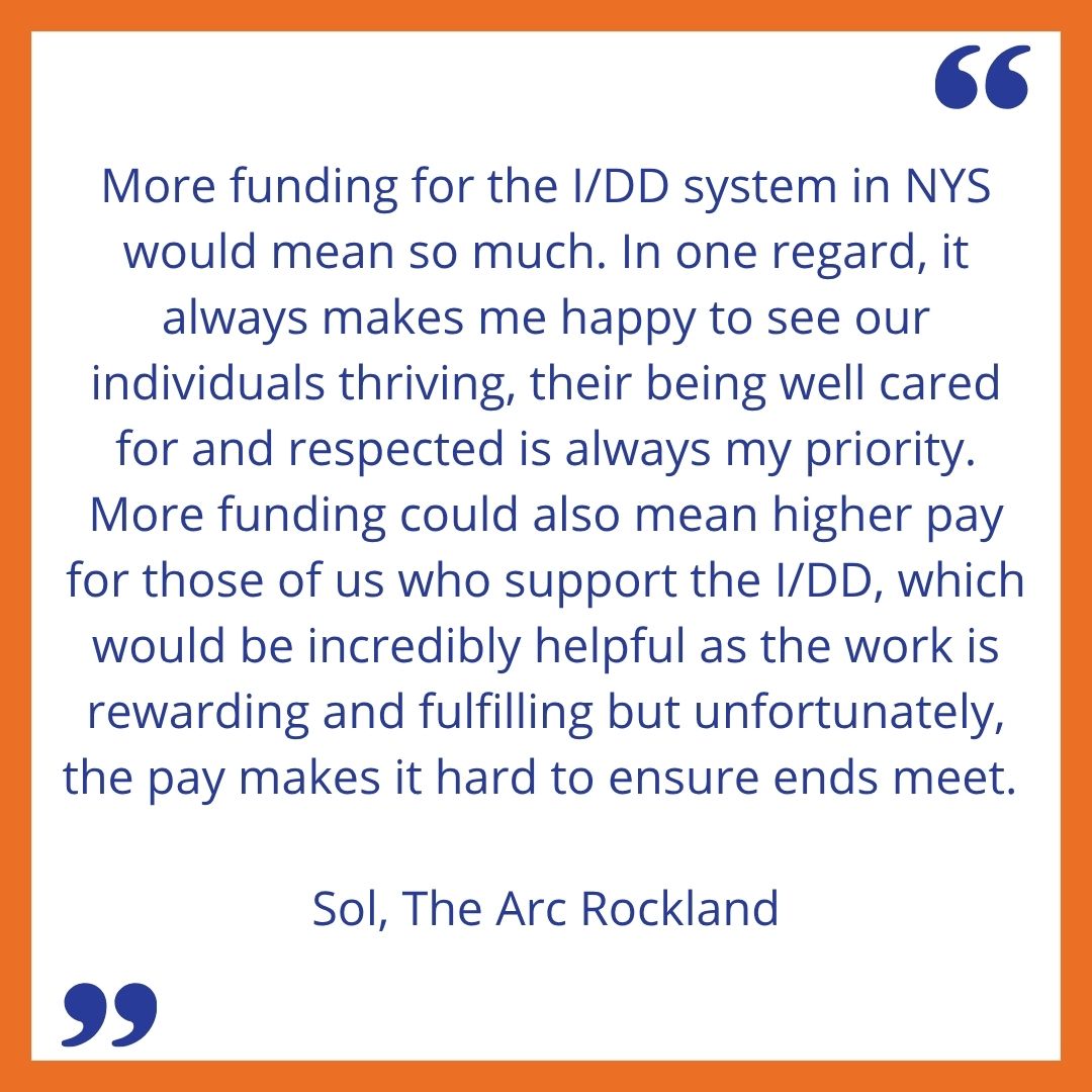 NYDisabilityAdv's tweet image. What would more funding for the I/DD system mean to you?
Sol, a staff member from @AOfrockland tells us how more funding would better support people with disabilities and those who care for them.
#InvestInMe #InvestInUs