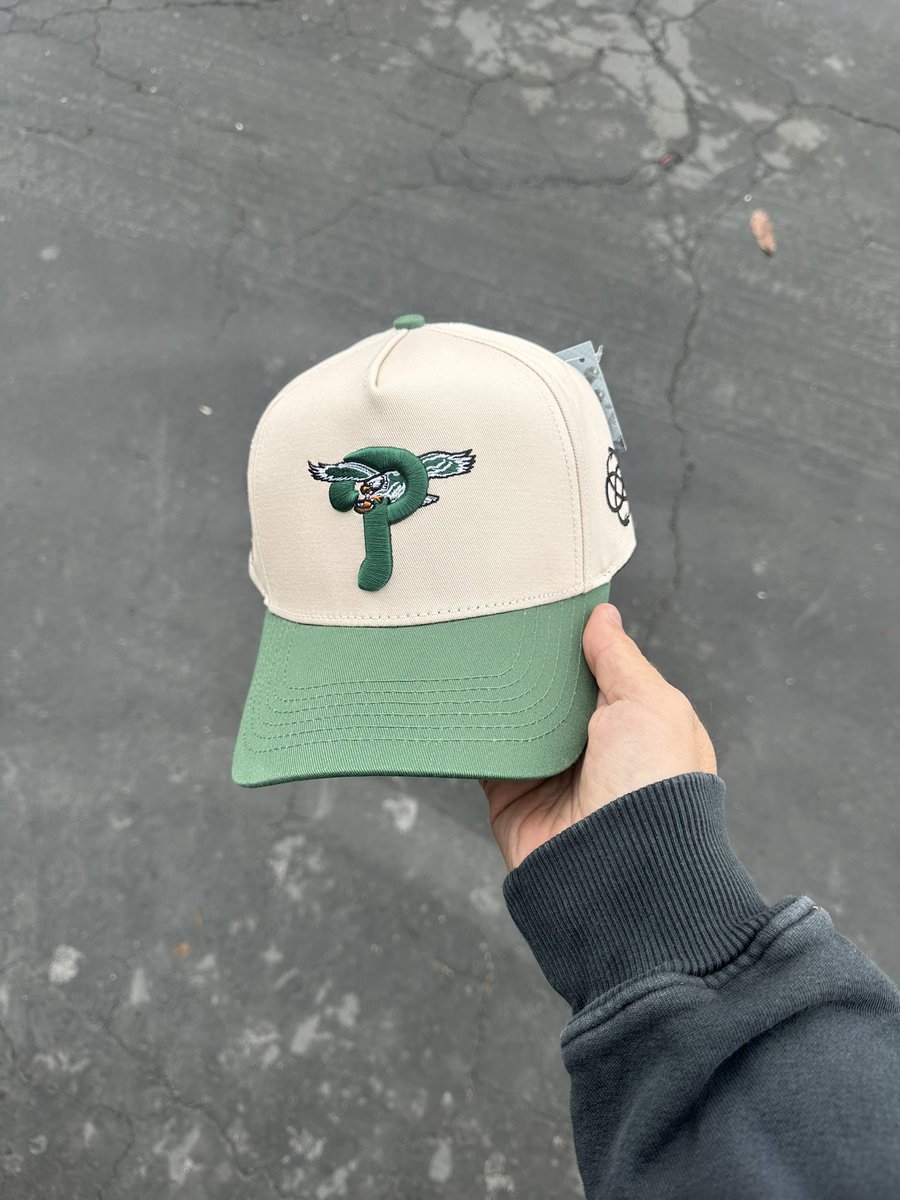 referencebrand's tweet image. New shipment of the Cream/Green Pheagles hats just came in today 🫡