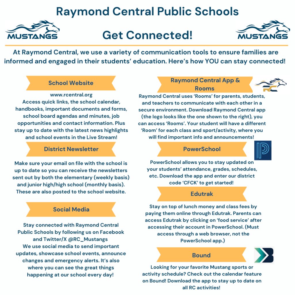 The 2025-2026 school year is quickly approaching! Stay connected by using the apps/sites shown here!