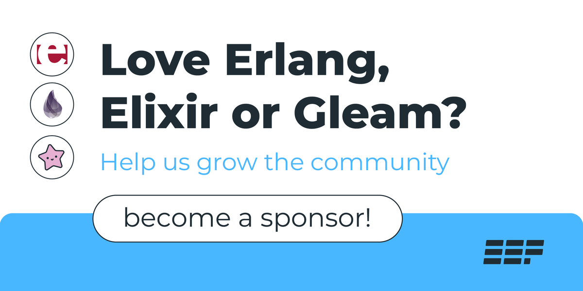 TheErlef's tweet image. ✨ Our sponsors make it possible!
Thanks to their support, we can work on our mission to support and expand the Beam community.
Want to help us go further? Become a sponsor today! 🤜🤛
erlef.org/sponsors
#WeBeamTogether
