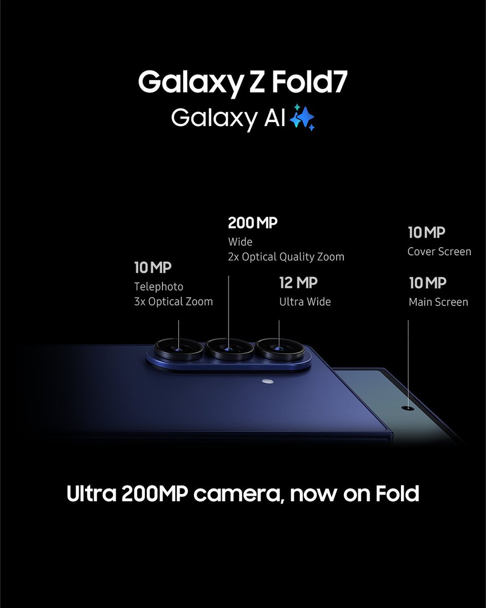 samsungmobileng's tweet image. Unfold clarity like never before.

With Galaxy Z Fold7’s 200MP main sensor, every frame is crisp and every memory preserved.

Available at all authorized Samsung stores nationwide. Pre-order now to get gifts alongside your device.

#GalaxyZFold7
#BeyondSlim
#SamsungNigeria