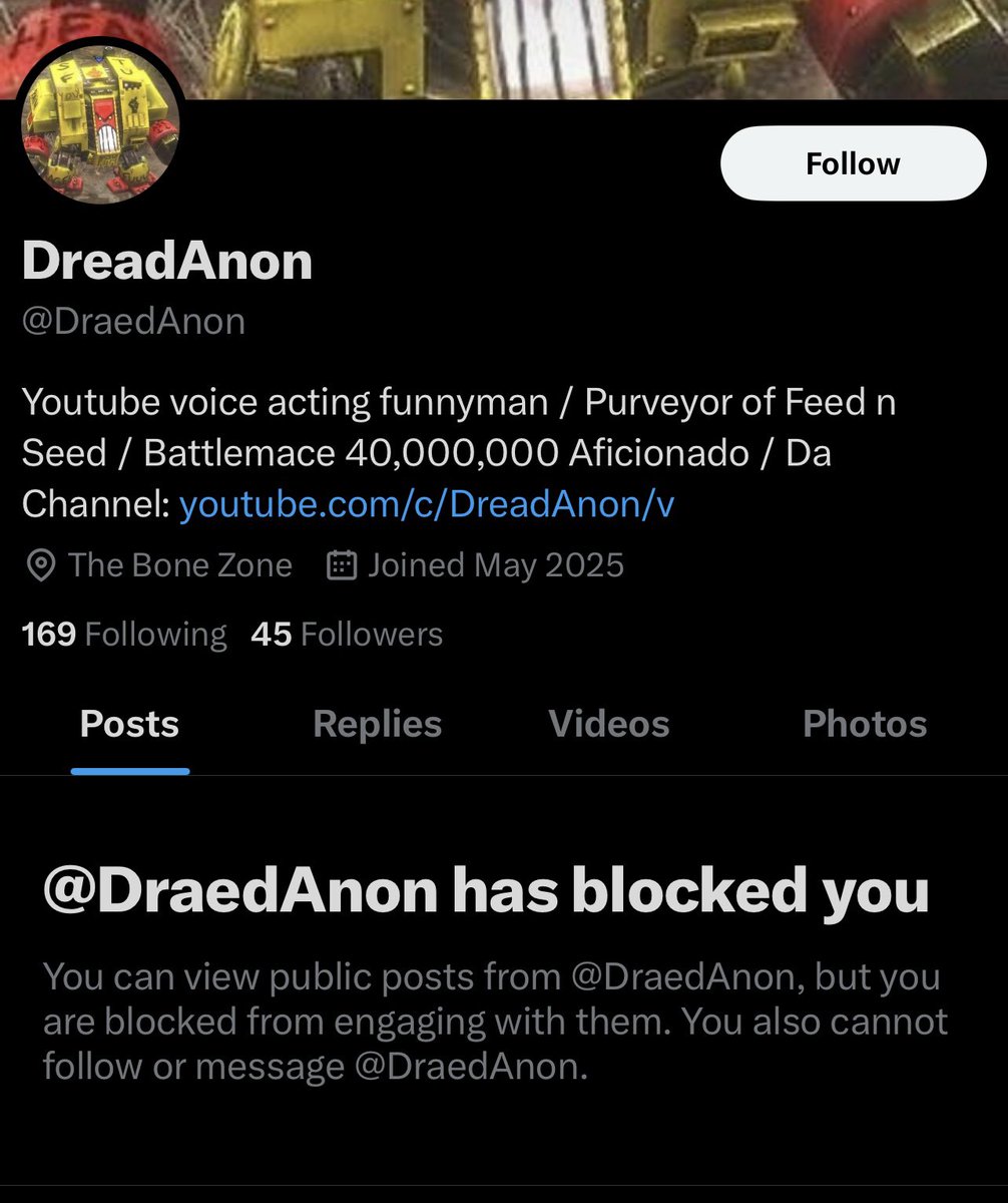 DreadAnon's tweet image. THERE’S AN IMPOSTER AMOGUS 🫵
please do not visit their page to laugh at their pathetic attempts to scam people out of money by pretending to be a second rate Warhammer youtuber as while you will get that you will also be flashbanged by furry porn
fair warned be ye says me