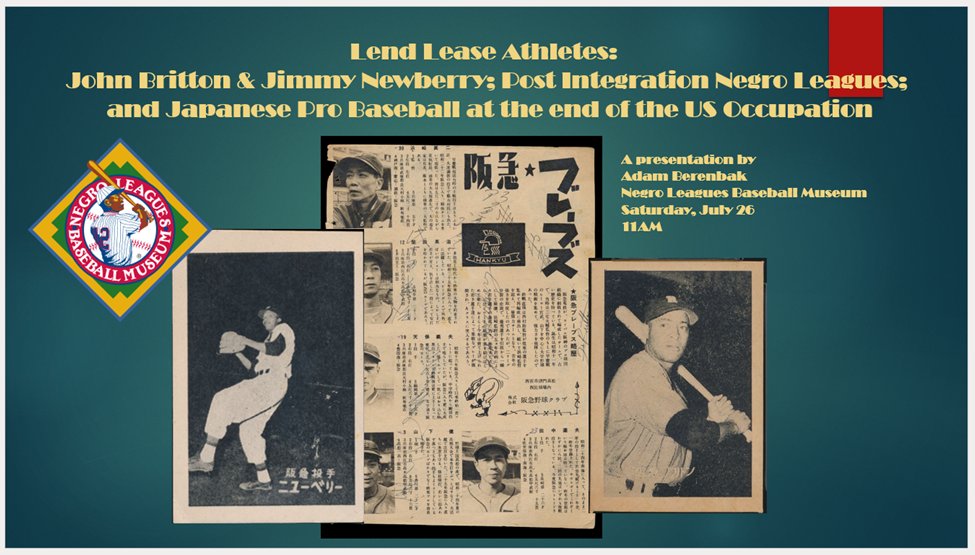 NLBMuseumKC's tweet image. Join Adam Berenbak at the Negro Leagues Baseball Museum at 11:00 AM, Saturday, July 26th as he discusses the connection between the Negro Leagues and Japanese Baseball.
This program coincides with Ichiro Suzuki's induction into the National Baseball Hall of Fame the next day.…