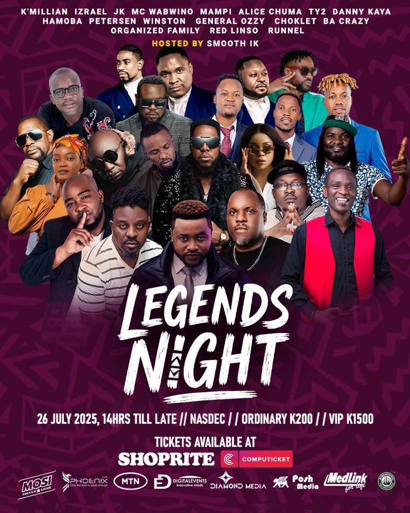 They gave us heartbreak anthems, party starters, and wedding bangers.
Now they’re back on one legendary stage. 
The Soundtrack of a Generation. Tickets available at all shoprite stores country wide. 

Date: 26 July 📍Venue: Nasdec

RT for Awareness 

#LegendsNight
