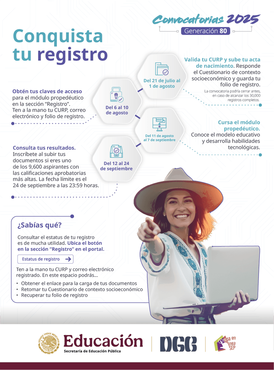 EmbaMexGua's tweet image. ¡Prepárate para un futuro exitoso! 👩🎓👨🎓 Inscríbete al Bachillerato gratuito. Forma parte de la #Generación80, estudia donde estés y a tu ritmo. Tienes hasta el 🗓️1 de agosto 2025 para inscribirte.
👉 Más información: ime.gob.mx/blog/articulo/…