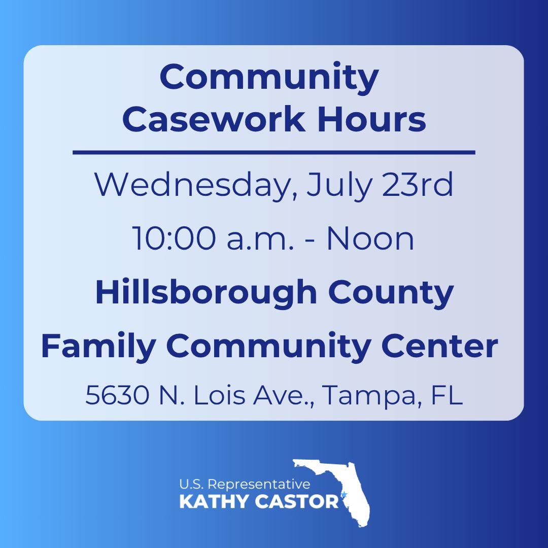 USRepKCastor's tweet image. My caseworkers are here to help you cut through the red tape of federal agencies 💪
WEDNESDAY, my office will be hosting community casework hours from 10AM - 12PM to address casework issues related to veteran affairs, Social Security & Medicare and passports.