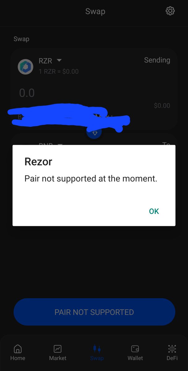 jmethorst's tweet image. Rezor swap !
Why can i not swap on Rezor ?
I want to swap rezor/bnb but i recirce the message pair not support ?