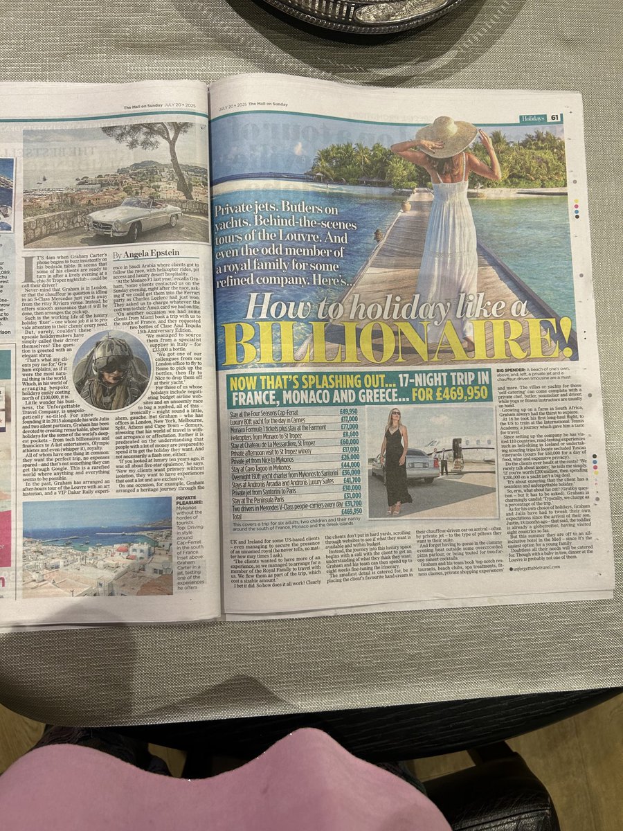 adepstein1's tweet image. Who plans the holidays of the super rich? In my piece for @DailyMail I speak to the uber lux fixer who makes dream trips happen (and there’s no scrolling through budget airline websites totting up cost of extra bags, I can tell you!) #holidays