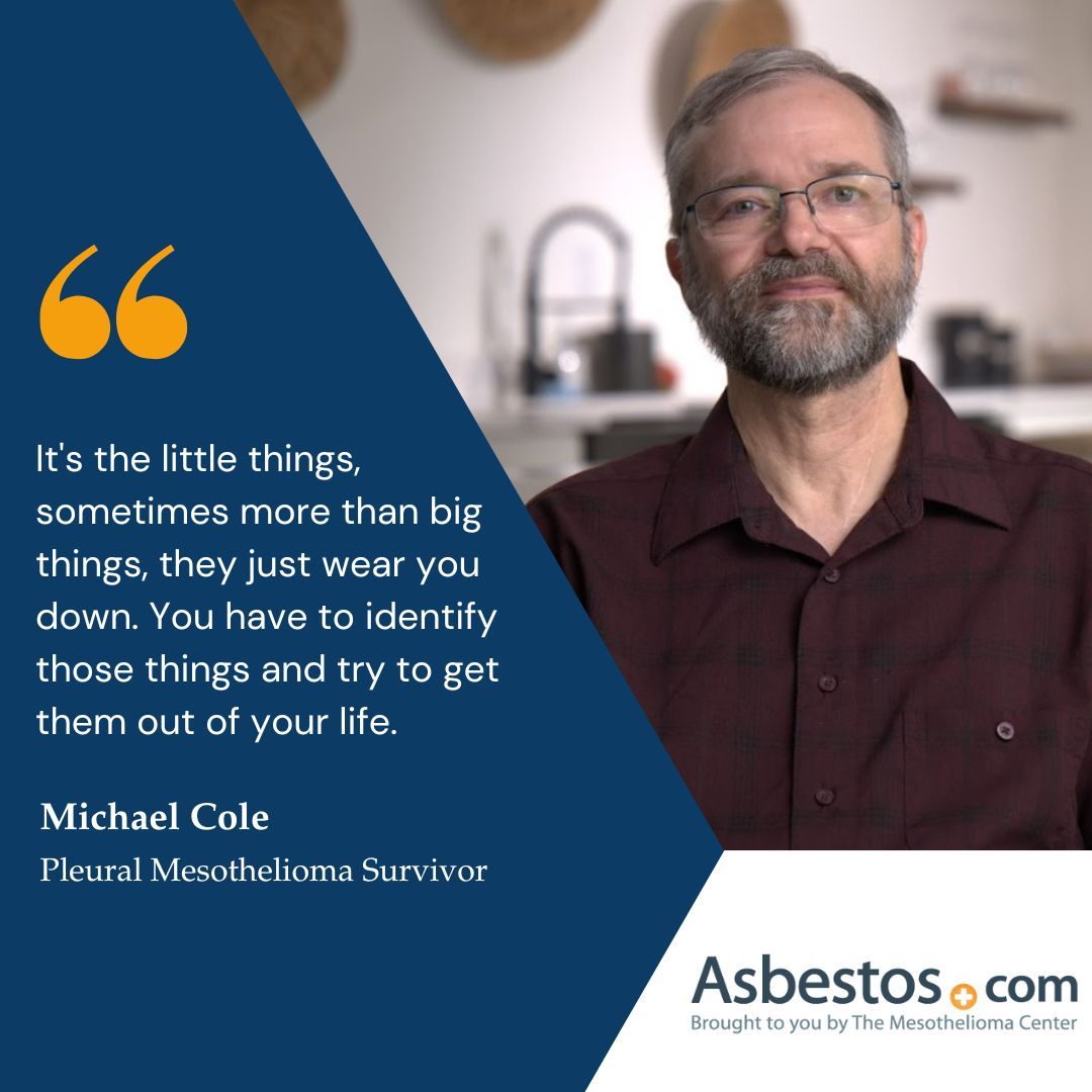 Stress is a normal part of navigating a mesothelioma diagnosis.

Survivor Michael Cole shares how he faced it and what helped him push through. He offered advice and shared what helped him. 

Read the full interview: buff.ly/2Ua63DY

#Mesothelioma #TheMesoCenter