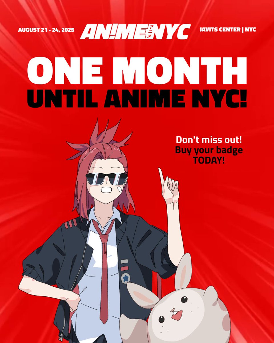 animenyc's tweet image. 🗓️ 30 DAYS UNTIL ANIME NYC 2025! 🗓️
We're locked in, are you? We're dropping some sweet announcements this week you don't want to miss!
🎟️ DON'T MISS OUT, GET YOUR BADGE TODAY @ animenyc.com/badges