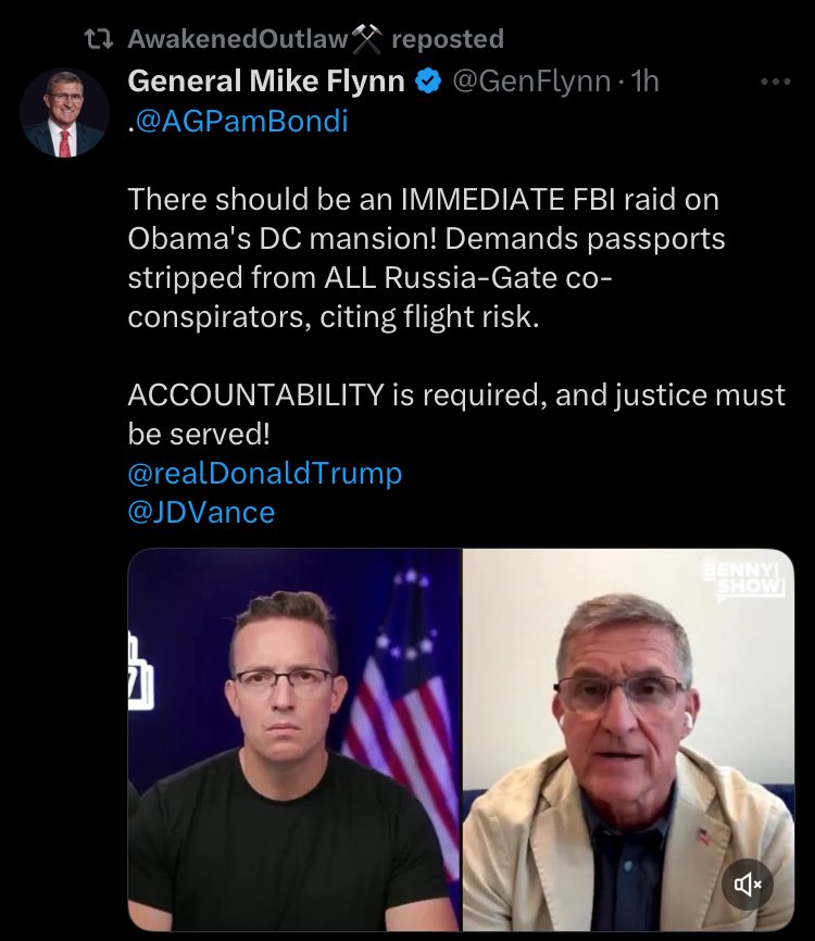 PokerPolitics's tweet image. I jokingly rewrote QDrop 1 to be about Obama’s arrest. Now Flynn is actually doing QDrop 1 and demanding Obama’s passport be flagged. Don’t forget the National Guard call ups next time buddy.