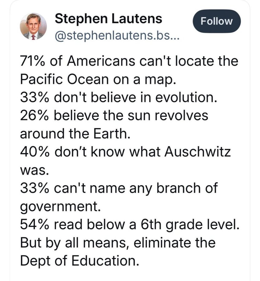 JulieCFrost's tweet image. Yes. Clearly the Department of Education has been a colossal failure. You just skewered your own argument.