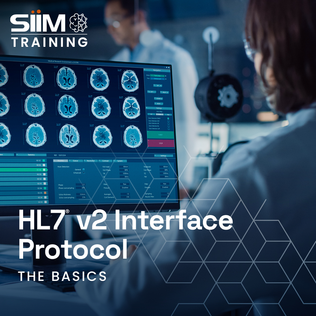 SIIM_Tweets's tweet image. Unfamiliar with the #HL7v2 standard? Sign up for the #SIIMTraining Core Essentials Live: HL7® v2 Interface Protocol—The Basics course to get a comprehensive intro to the standard! Learn all about specific aspects ranging from versioning and compatibility to message structure,…