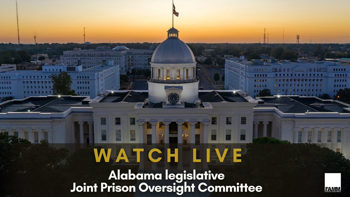 FAMMFoundation's tweet image. 🔴 Now Streaming Live!
The Alabama Joint Prison Committee Meeting is happening Wednesday, July 23, 2025, at 10:30 AM CT.
Tune in live here »» pulse.ly/i13s0alyhh
cc: @AlaAppleseed