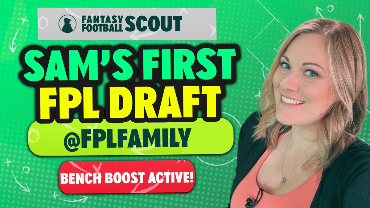 FFScout's tweet image. π₯ NEW #FPL VID!
Sam (@FPLFamily) reveals her FPL first draft and explains why her Bench Boost is active! π
WATCH βΆοΈ youtu.be/tVeiNx7Khpo