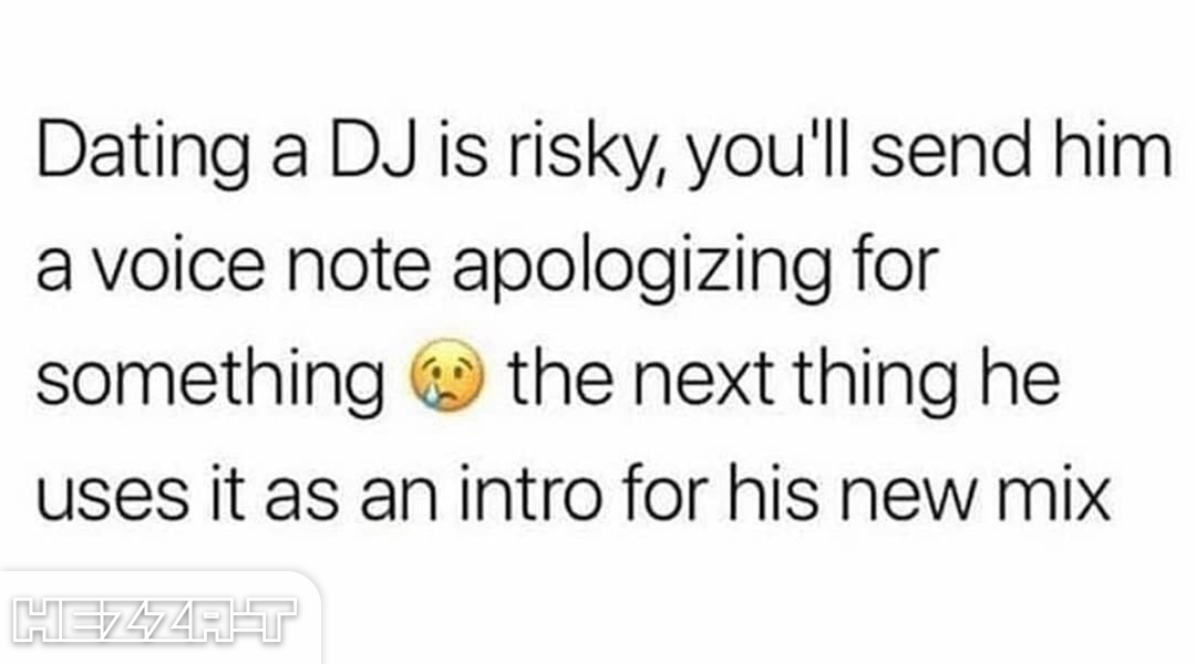 When your date is a DJ

Ever tried to have a serious convo over a bass drop? 🎧 Dating a DJ means late-night dance-offs and constant playlist debates. Who's ready to drop the beat on love?

#DatingDJs #LoveAndBeats #MusicRomance