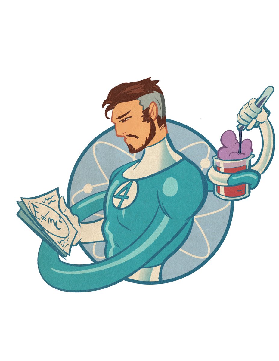 AtomicInkArt's tweet image. Got all four done! I&apos;ll post them as stickers soon. Bonus points to whoever gets the pun in the Thing sticker before I post it. #FantasticFour