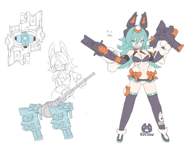 ランの武器PM5(プニモフ5バレルズ)は、マジのガチでこれしか絵がない状態であそこまでカッコイイ形にしていただきました。プロの造形の方ってすごい😌#メガミデバイス 