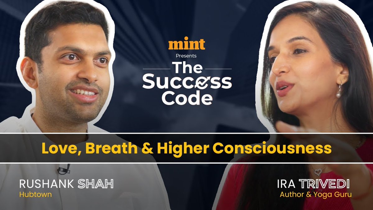 livemint's tweet photo. [PARTNERED]

“Success isn’t just external — it’s internal alignment.”
In this episode of #TheSuccessCode, author and yogi @IraTrivedi joins Rushank Shah to talk about love, balance, yoga, and conscious living.

🎥 Watch the full episode now: 
https://t.co/RPciiaES9s https://t.co/gOj2ez3Uwo