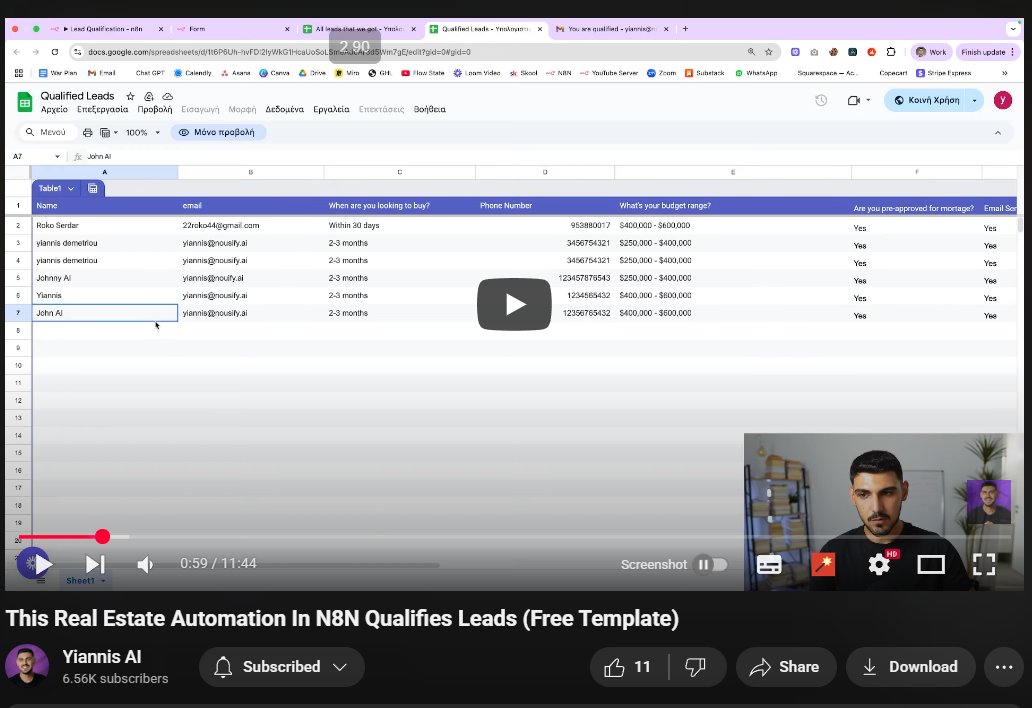 victor_explore's tweet image. This tutorial(on YouTube) shows how to build a complete real estate lead qualification system in N8N that automatically captures leads through web forms, uses AI to qualify them based on budget/timeline criteria, and sends personalized HTML welcome emails to qualified prospects…