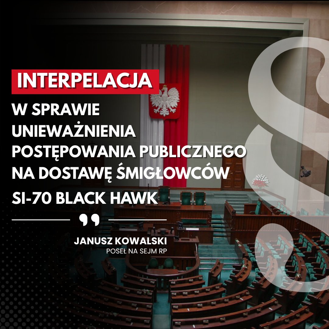 JKowalski_posel's tweet image. ✅Interpelacja w sprawie unieważnienia postępowania publicznego na dostawę śmigłowców S-70i Black Hawk.
Panie Premierze!
W dniu 5 czerwca br. ukazał się skierowany do Pana Premiera list otwarty Komisji Międzyzakładowej NSZZ Solidarność PZL Mielec wyrażający głębokie oburzenie i…