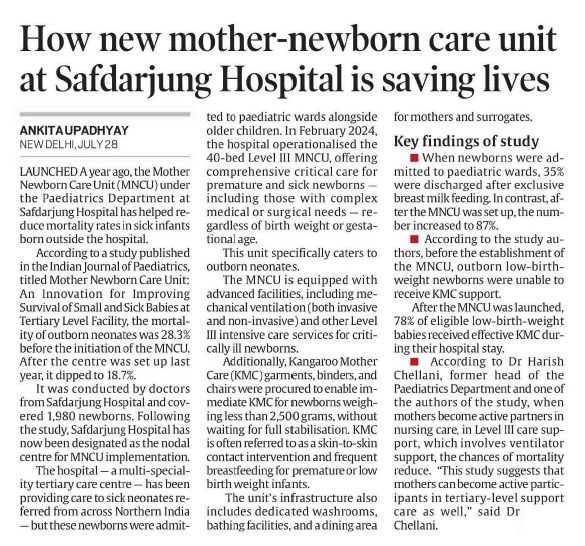 #HealthForAll

The Mother-Newborn Care Unit at Safdarjung Hospital is a game-changer - enabling mothers to stay with and breastfeed their newborns in critical care. A step forward in reducing neonatal deaths and ensuring dignified care.
