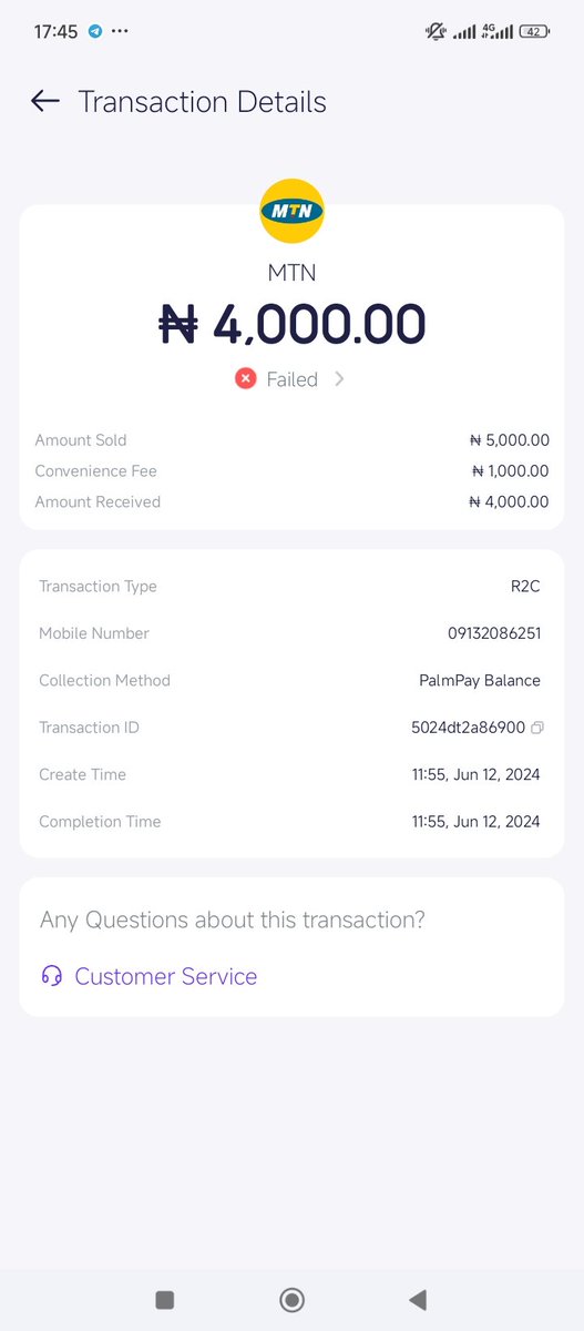 Iretioluwa28's tweet image. Hey @palmpay_ng — I lost ₦10k airtime using your airtime-to-cash feature since June 2024.
You took my airtime, but I never got my ₦8k cash.
I’ve sent messages, emails — nothing!
@fccpcnigeria, please help us hold them accountable.
#PalmPayRefund #CustomerProtection #FCCPC