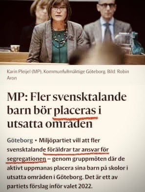 tageserlander's tweet image. Vill upplysa MP att det är den ifiotidka migrationspolitik de medverkat till som skapat denna segregationen! Svenska barns framtid får på inga villkor offras genom en doktrinär ”placering” vilken endast är ett desperat försök att sminka upp ett politiskt självförvållat haveri.