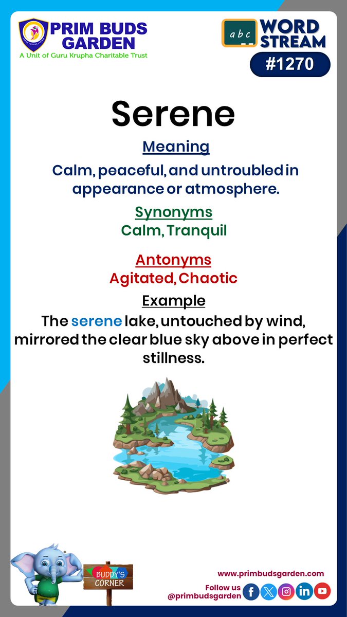 Todays Word Stream..!!
#primbudsgardenschools #PrimBudsGarden #bestschool #preschool #IGCSE #cambridgeSchool #CBSE #school #learning #schooltime #kids #didyouknow #facts #perumbakkam #washermenpet #tollgate #tiruvottiyur #Tamilnadu
#ParentingWithLove #GentleParenting #SelfCare