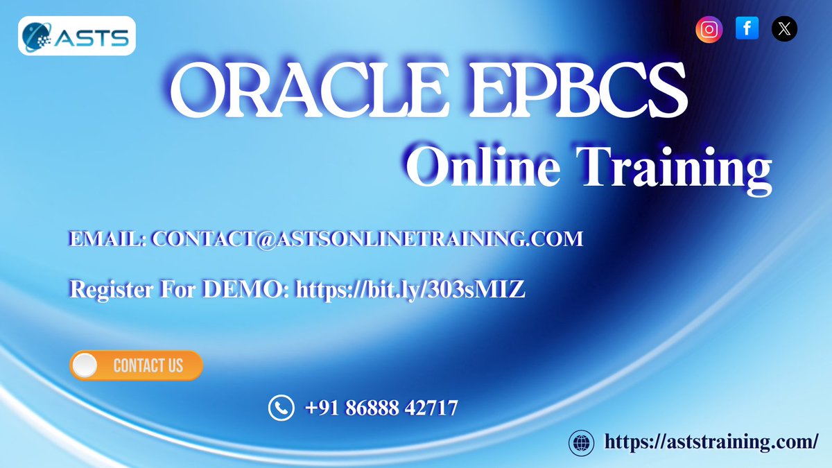 AstsTraining's tweet image. 𝐑𝐞𝐠𝐢𝐬𝐭𝐞𝐫 𝐟𝐨𝐫 𝐃𝐞𝐦𝐨 𝐨𝐧 𝐎𝐑𝐀𝐂𝐋𝐄 𝐄𝐏𝐁𝐂𝐒: bit.ly/303sMIZ
𝐊𝐧𝐨𝐰 𝐌𝐨𝐫𝐞: aststraining.com/courses/epbcs-…
#EPBCSOracle #EPBCSCertification #EPBCSOnlineTraining #OracleEPBCSTraining #PBCSandEPBCSTraining #EPBCSTraining #AstsTraining #DemoonEPBCS #india