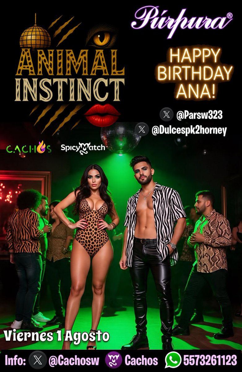 Cachos 🇲🇽 (@cachosw) on Twitter photo 🐯ANIMAL INSTINCT!
🗓️Viernes 1 Agosto!
🎈Festejamos a Ana <a href="/parsw323/">PARSW323 CDMX</a> <a href="/dulcespk2horney/">Dulces PK2</a>
🐾Una fiera indomable que merece una celebración a su altura: Intensa, Provocadora y Sin Limites!
👩🏻❤️💋👩🏼Show Lesbian: Azul🆚Sofy!
🎟️RESV AQUÍ:👇🏼
📲5573261123 <a href="/Cachosw/">Cachos 🇲🇽</a>
🐯Se parte de la 🐯ANIMAL INSTINCT!
🗓️Viernes 1 Agosto!
🎈Festejamos a Ana <a href="/parsw323/">PARSW323 CDMX</a> <a href="/dulcespk2horney/">Dulces PK2</a>
🐾Una fiera indomable que merece una celebración a su altura: Intensa, Provocadora y Sin Limites!
👩🏻❤️💋👩🏼Show Lesbian: Azul🆚Sofy!
🎟️RESV AQUÍ:👇🏼
📲5573261123 <a href="/Cachosw/">Cachos 🇲🇽</a>
🐯Se parte de la