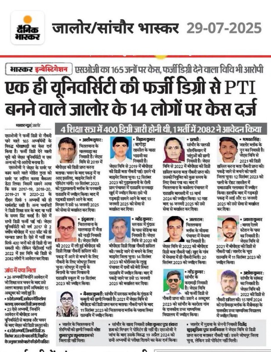 फ़र्ज़ी SI के बाद….

अब फ़र्ज़ी PTI….

फ़र्ज़ी चयनित छात्रों पर SOG लगातार शिकंजा कसते हुए….

80% फ़र्ज़ी चयनित भी शिकंजे में आ जाए, तो पेपर माफिया ज़रूर कमजोर होगा…