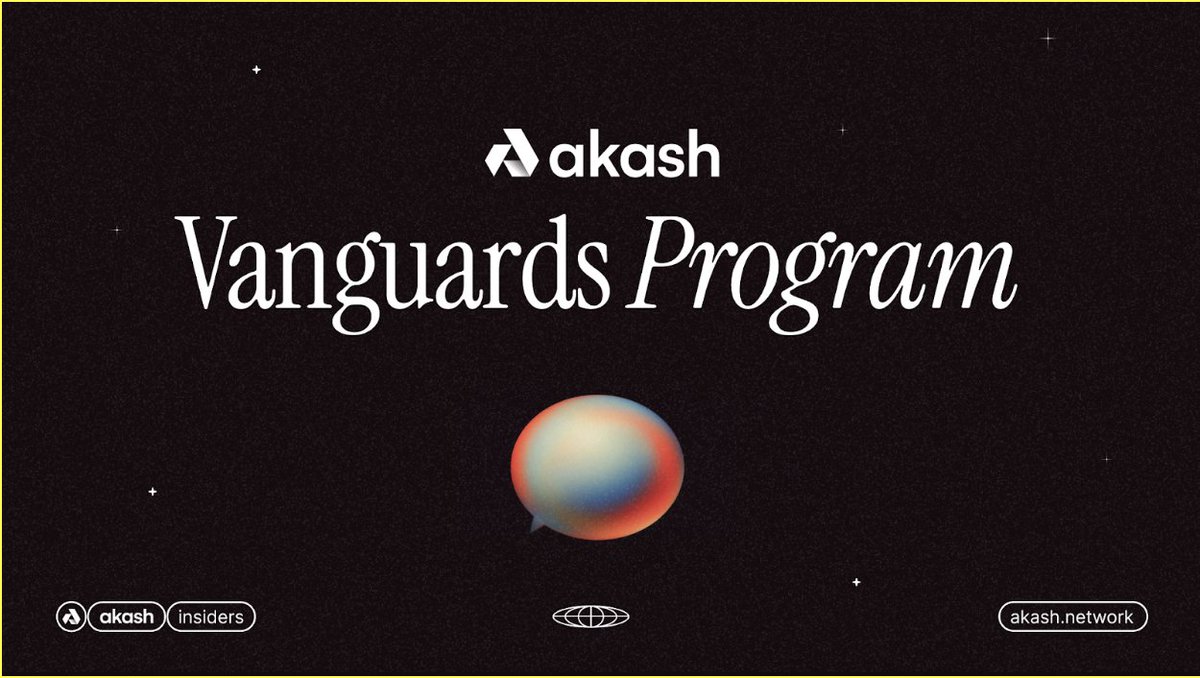The Vanguards program recognizes exceptional Akash community leaders. Provide high-level support and mentorship to the broader ecosystem as a distinguished community moderator. 

Apply to become an Akash Insider today. akash.network/community/akas…