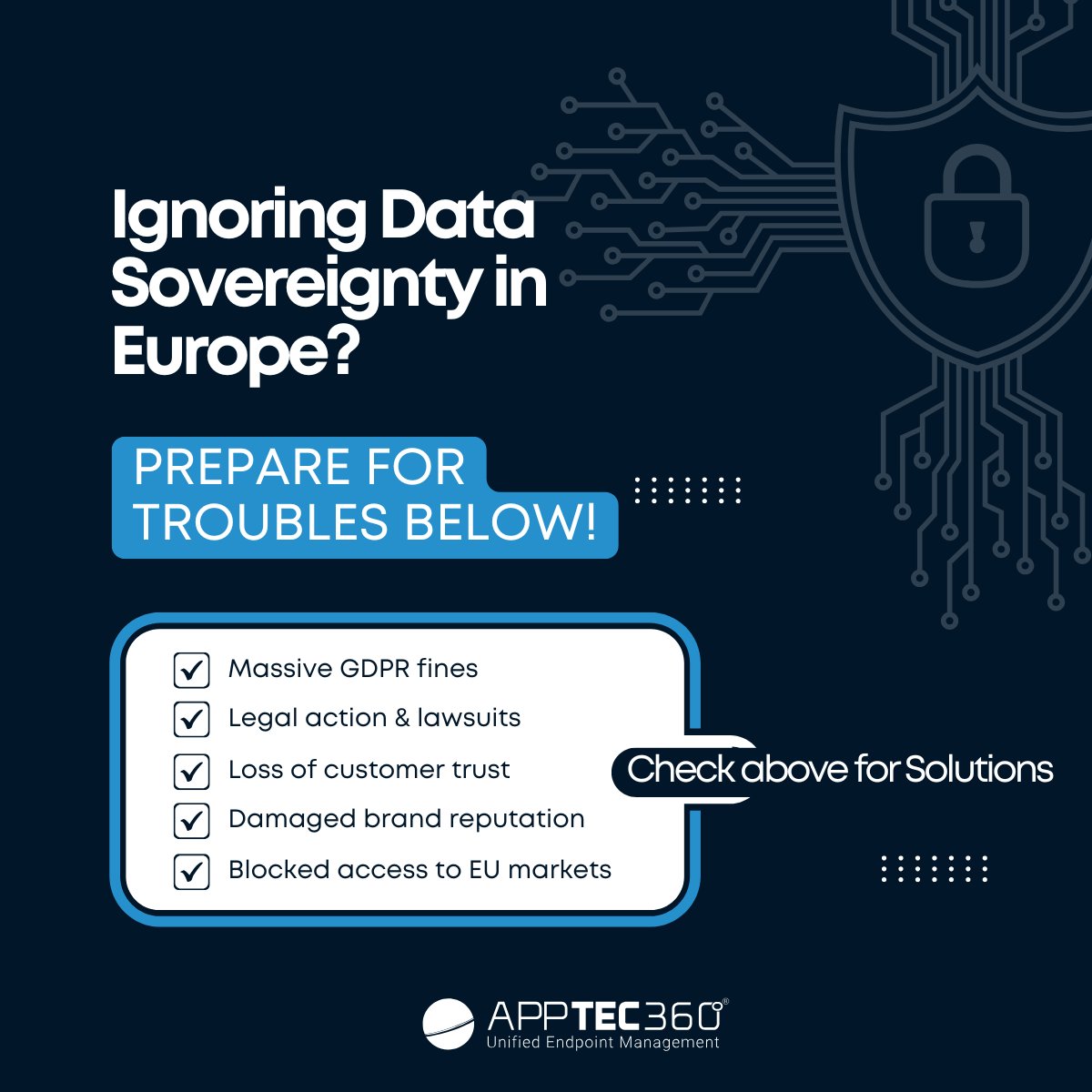AppTec360's tweet photo. Solutions:

• Keep data in Europe
• Use EU-hosted, GDPR-ready tools
• Ensure full data sovereignty

Choose AppTec’s EU-built MDM for complete data sovereignty.

#datasovereignty #gdprcompliance #EUHosted #mdmsolution #enterprisesecurity #apptec https://t.co/6giDrE77Tu